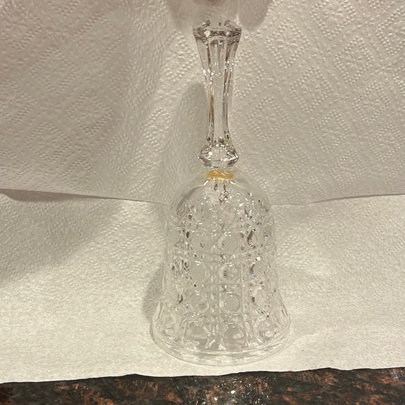 Vintage 7” Clear Crystal Glass Hand Held Etched Bell - Picture 15 of 15